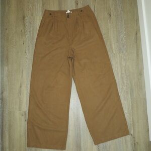 Madewell Cotton / Linen Tan Wide Leg Pants Trousers 12T 12 Tall